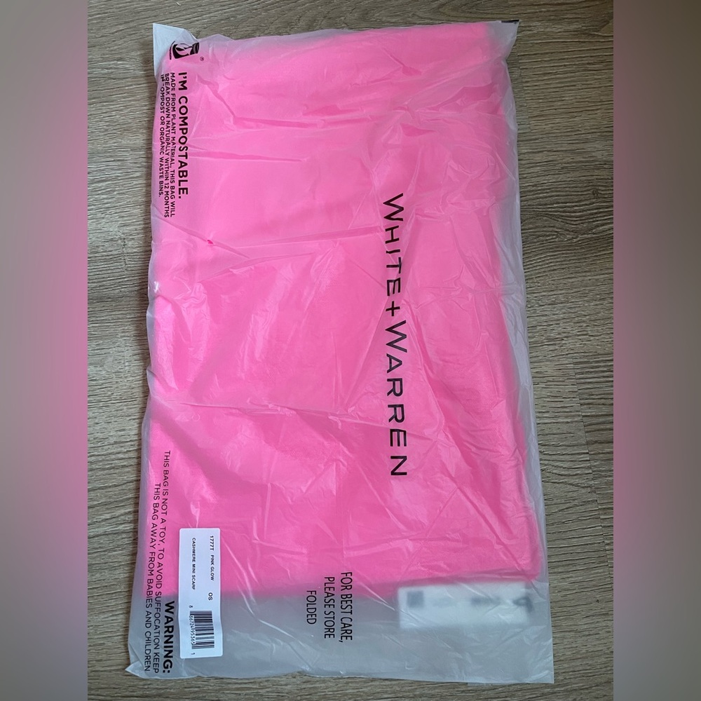 White + Warren Pink Glow Cashmere Mini Scarf 1777T - Picture 2 of 3